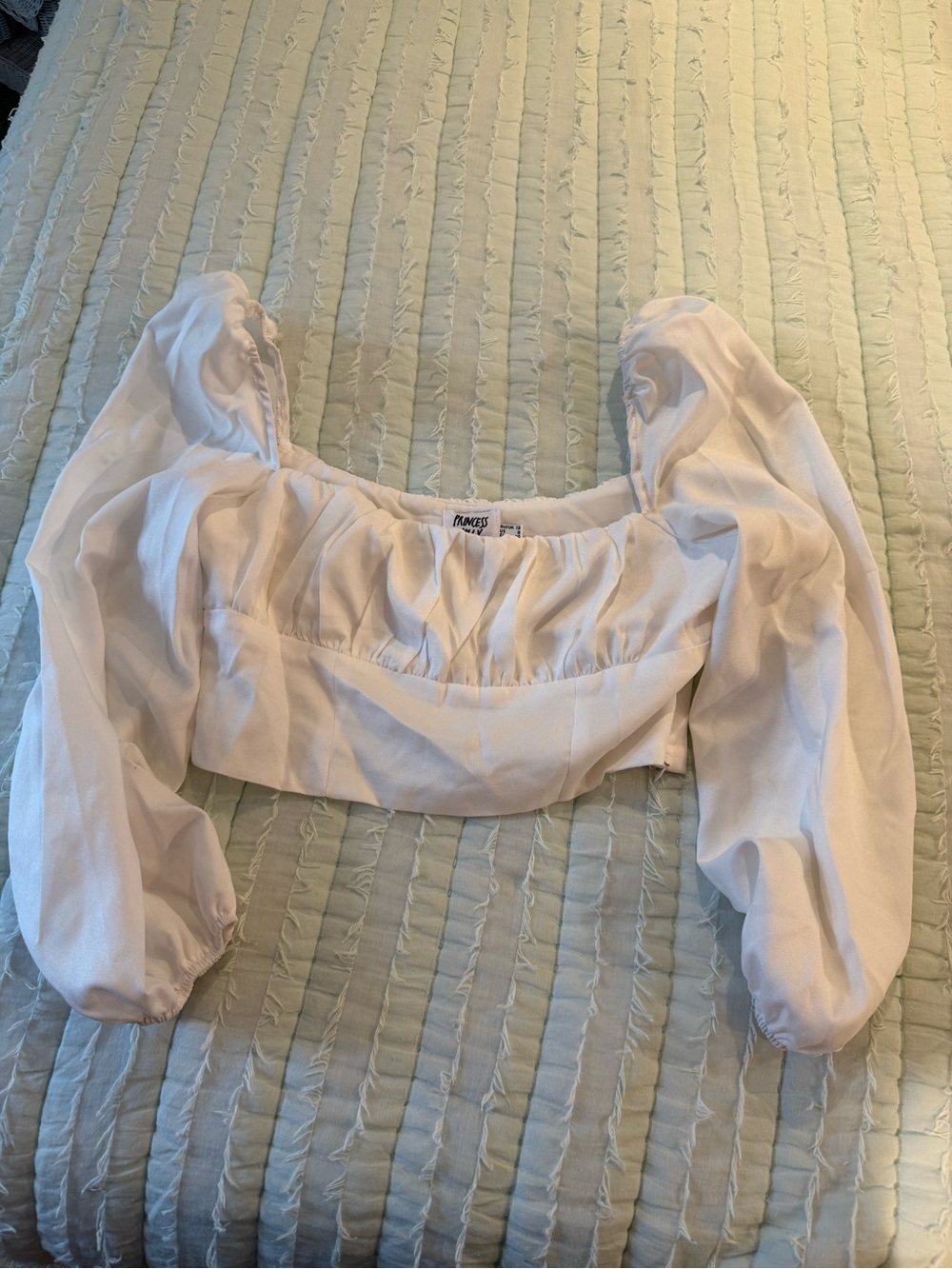 Princess Polly White Satin-Look Cropped Top